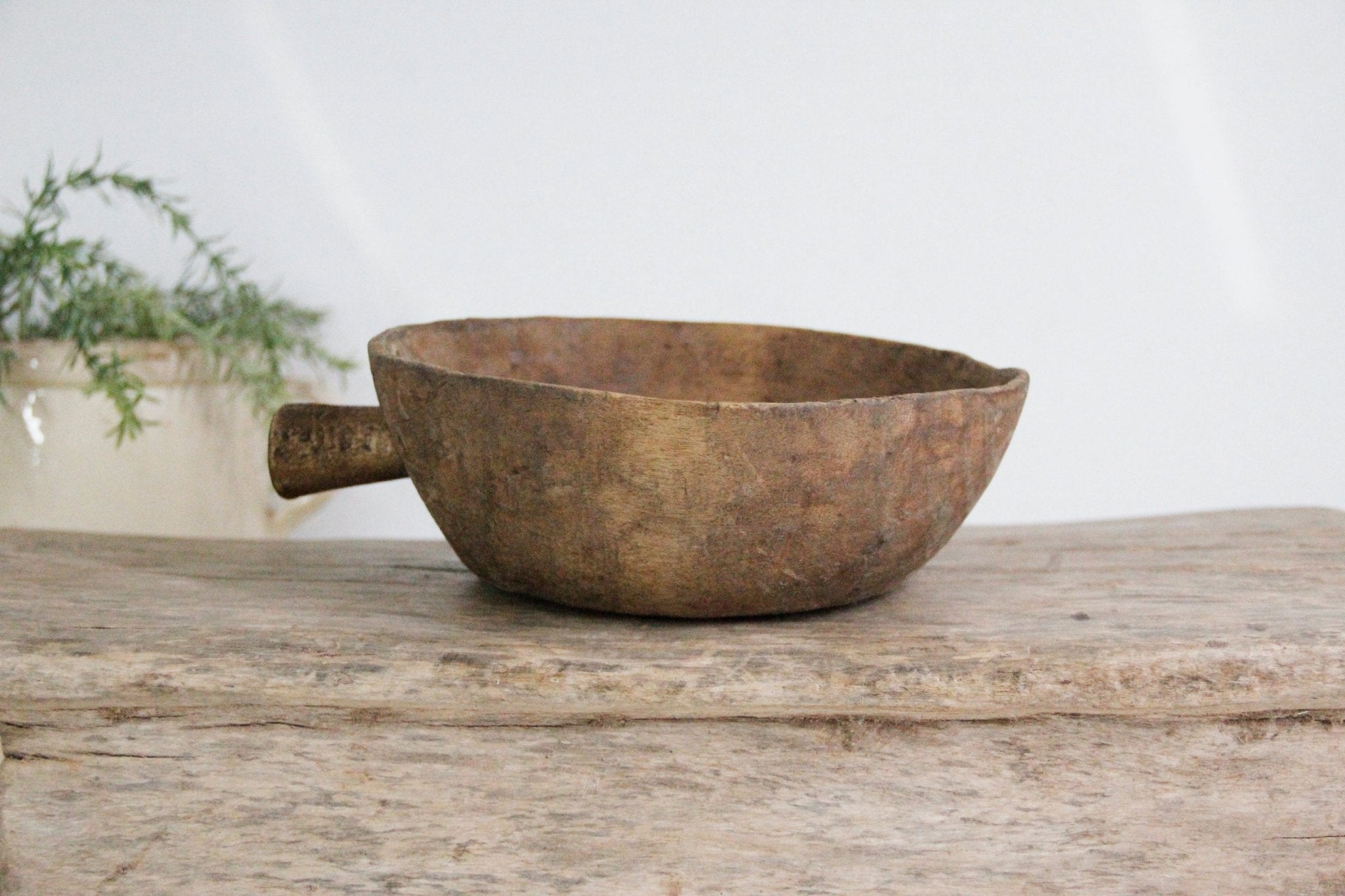 Antique African Wooden Bowl | Single Handle - Debra Hall Lifestyle