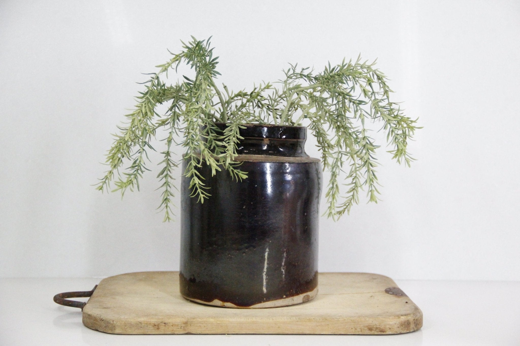 Antique Stoneware Crock Dark Brown | 1800s - Debra Hall Lifestyle