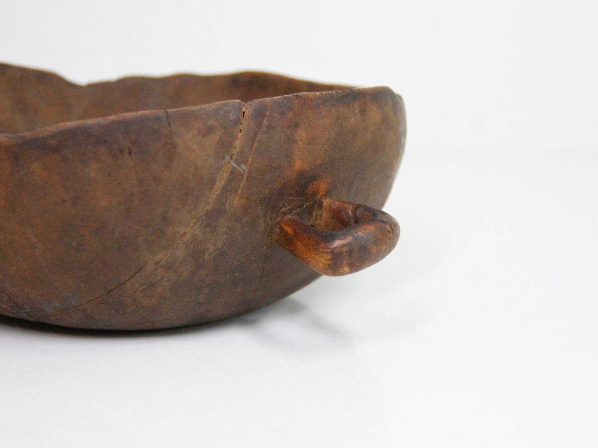 Wooden Bowl Antique | African Two Handles - Debra Hall Lifestyle
