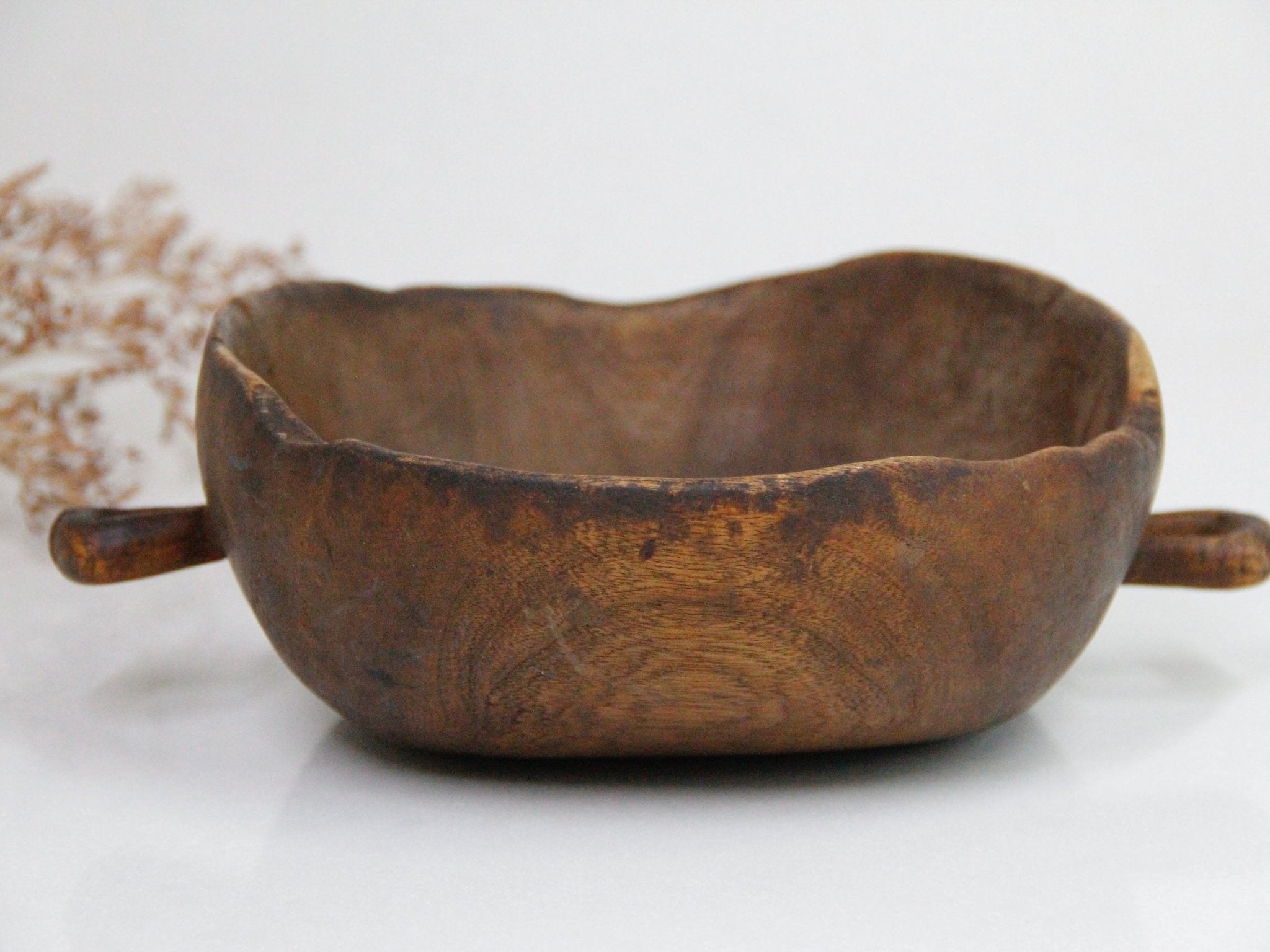 Wooden Bowl Antique | African Two Handles - Debra Hall Lifestyle