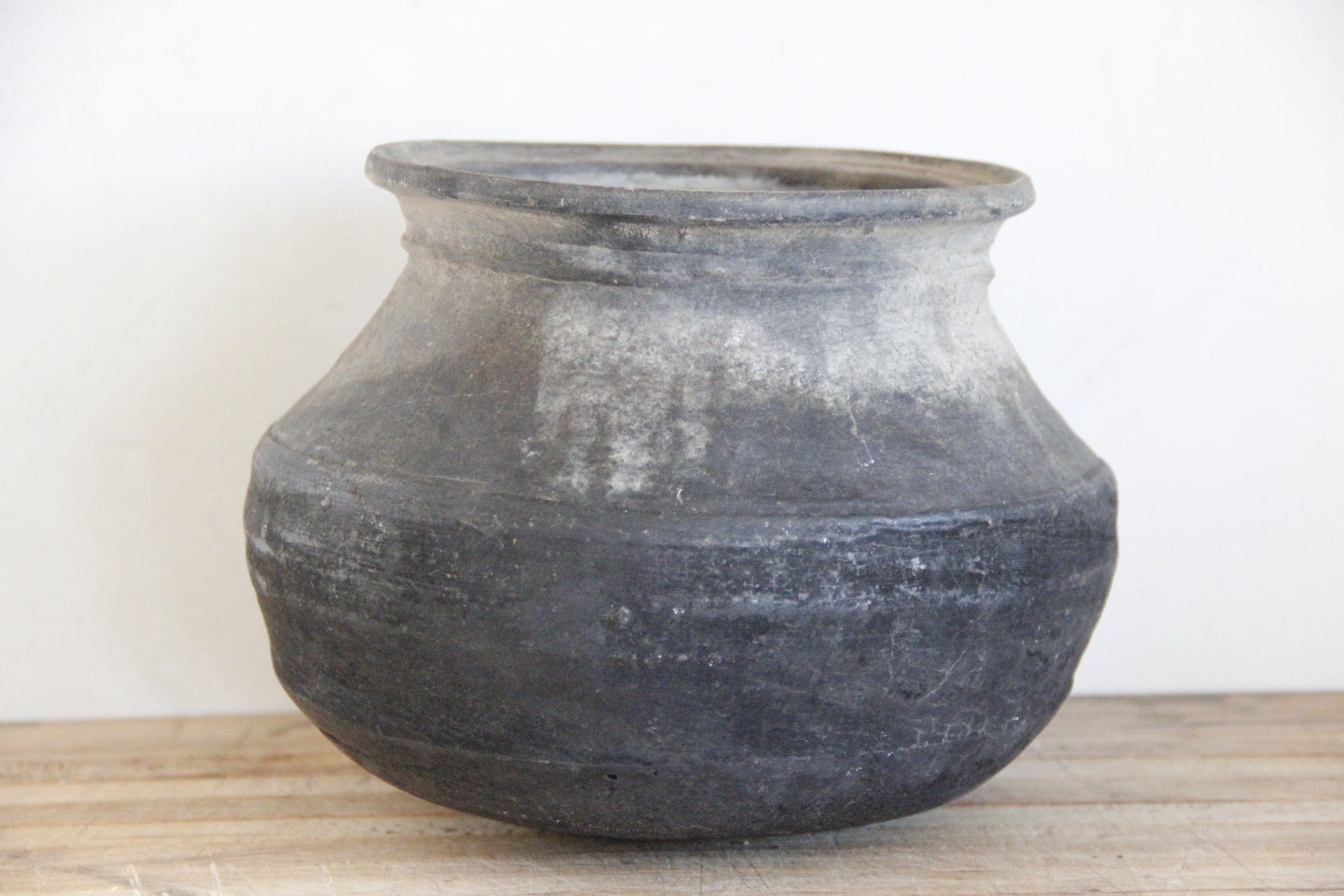 Antique Clay Pot | Matte Black Pottery | Nepal - Debra Hall Lifestyle