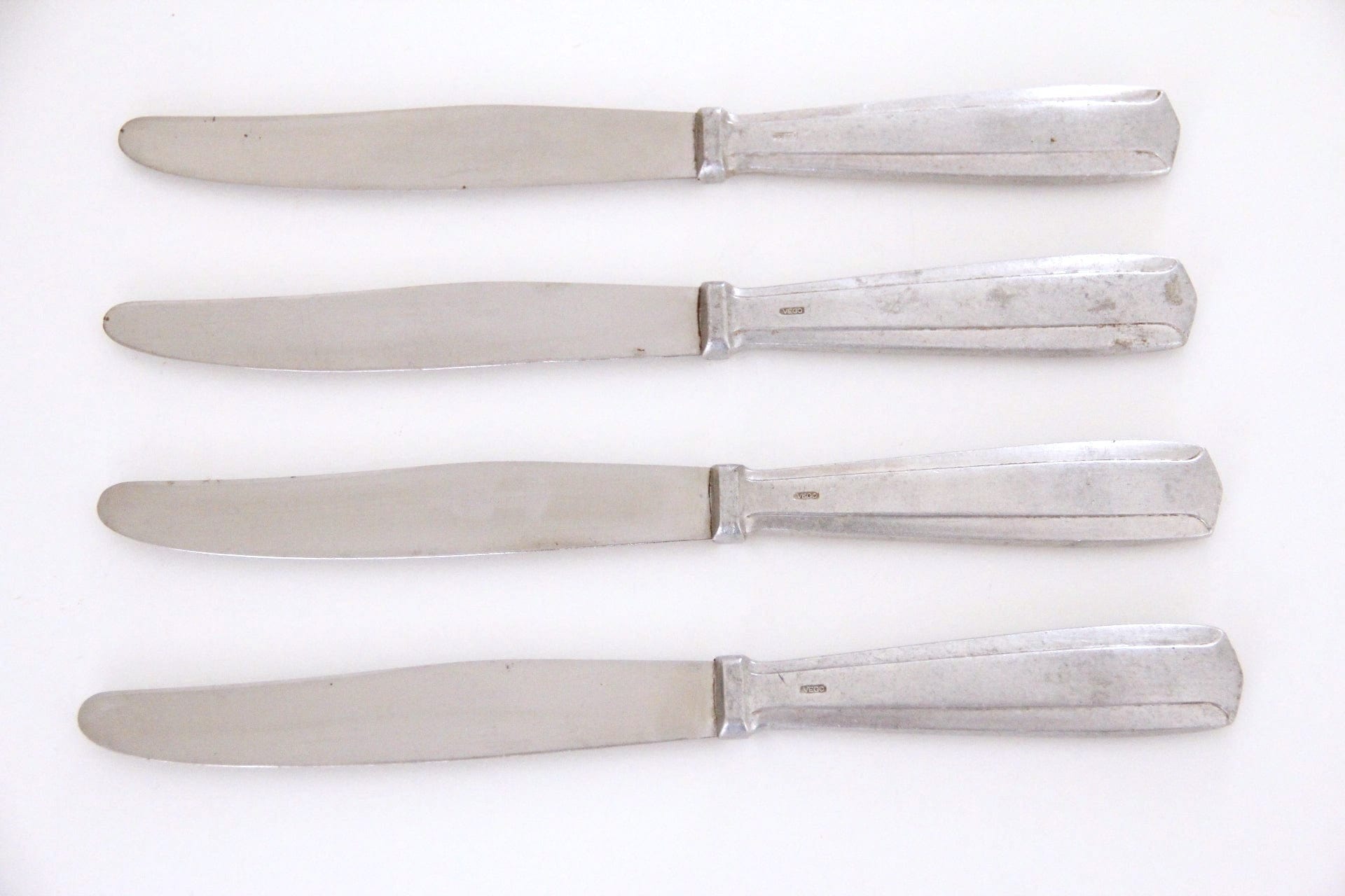Antique French Nickel Dinner Knife | Flatware 4 Pc. Hotel - Debra Hall Lifestyle