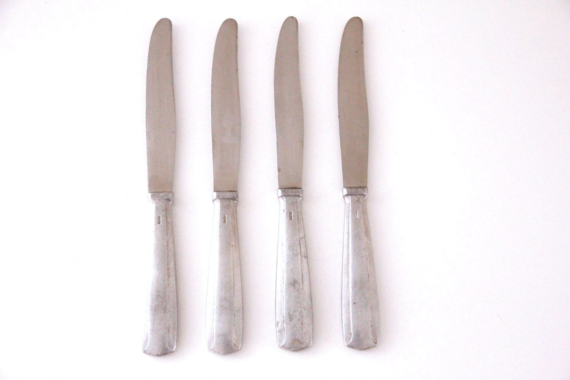 Antique French Nickel Dinner Knife | Flatware 4 Pc. Hotel - Debra Hall Lifestyle