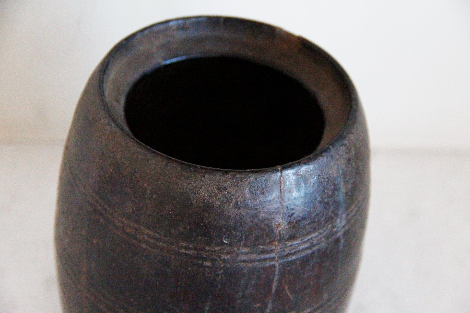 Antique Hand Turned Wood Pot | India - Debra Hall Lifestyle