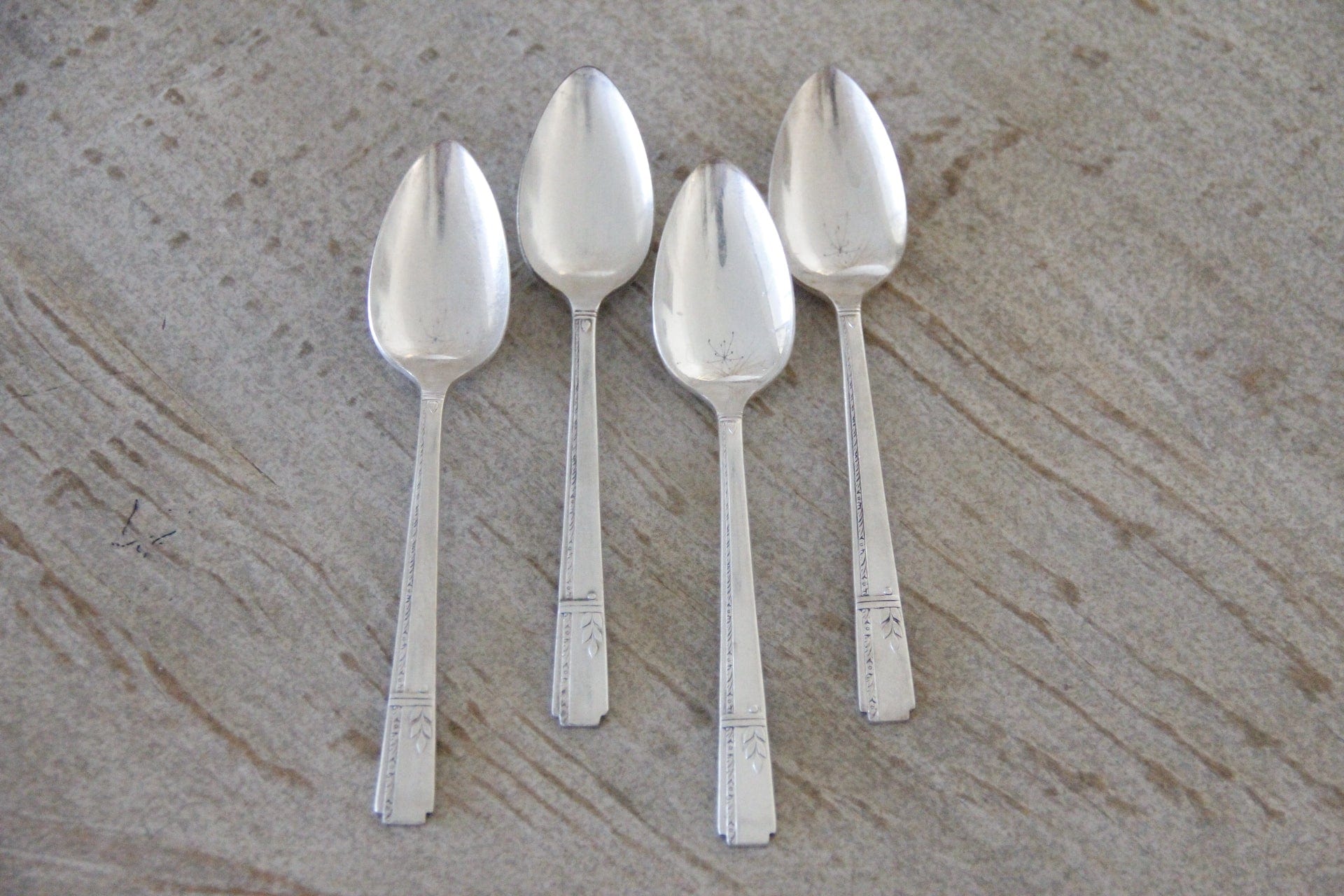 Antique Heirloom Silver Teaspoons Set | Flatware 4 Pcs. - Debra Hall Lifestyle