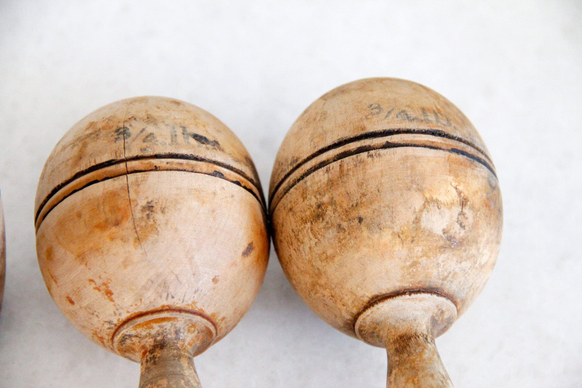 Antique Pair Wooden Dumbbells | Exercise Pin | Each - Debra Hall Lifestyle