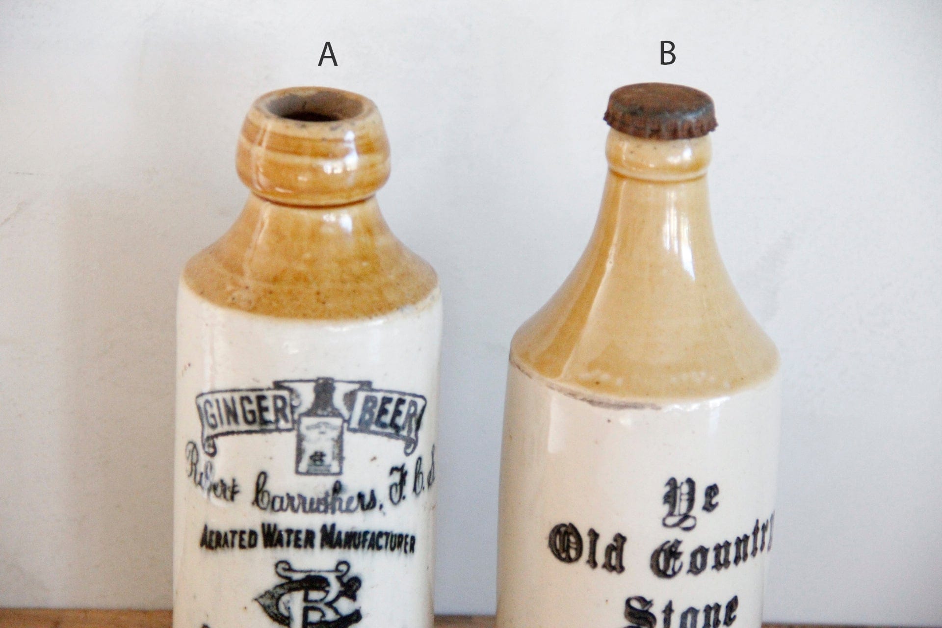 Assorted Antique Stoneware Ginger Beer Bottle - Debra Hall Lifestyle