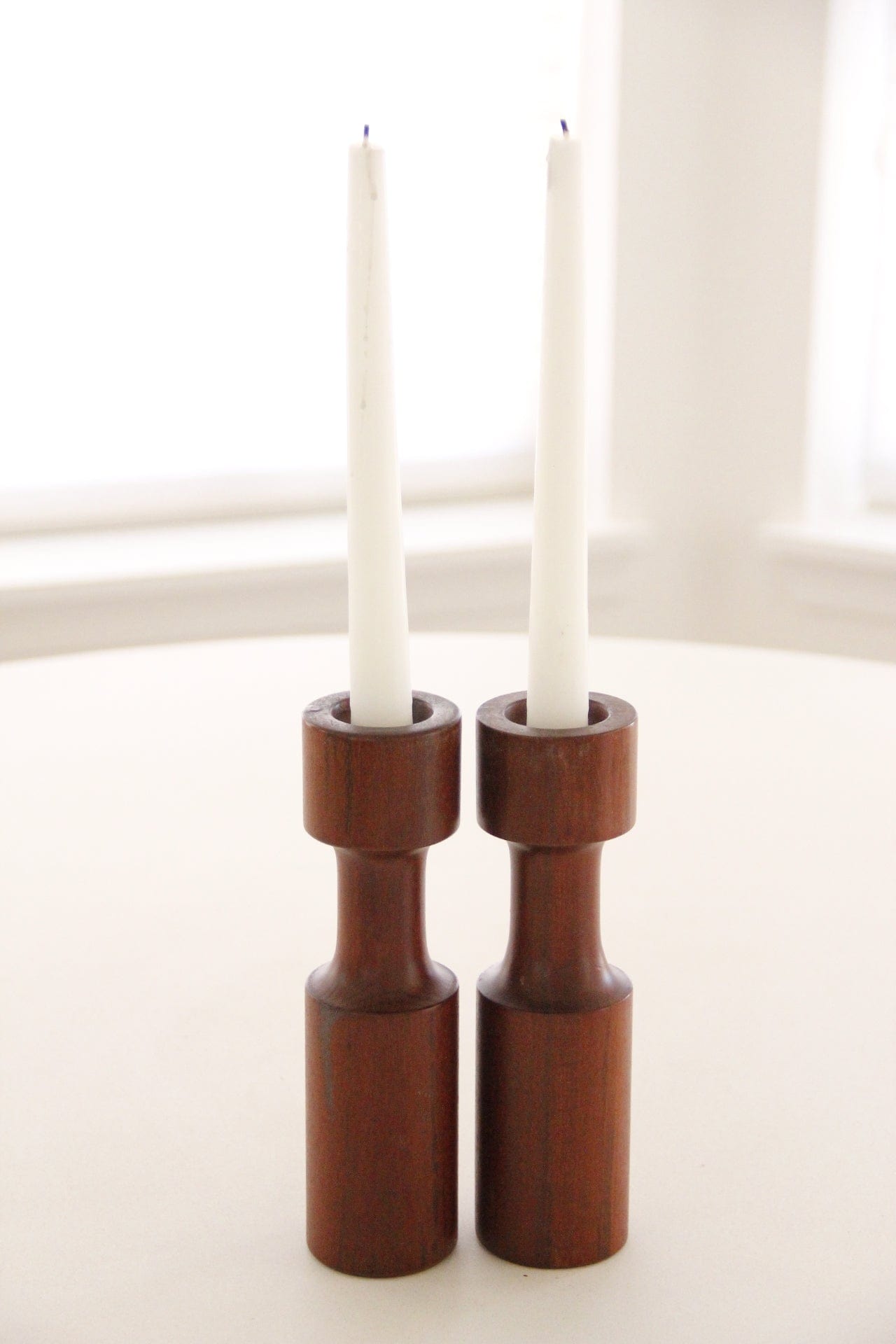 Midcentury Danish Modern Teak Candle Holders | Pair - Debra Hall Lifestyle