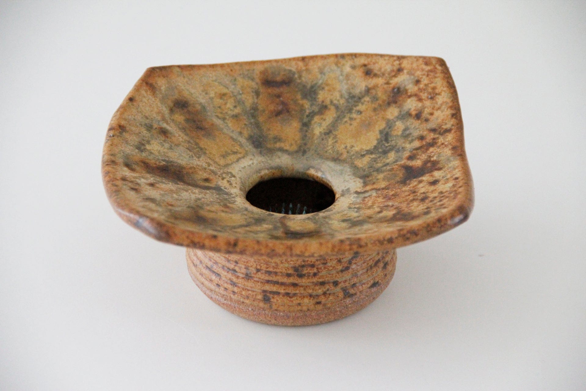Midcentury Modern Studio Art Pottery Vase | Ikebana Flower Frog Vase - Debra Hall Lifestyle