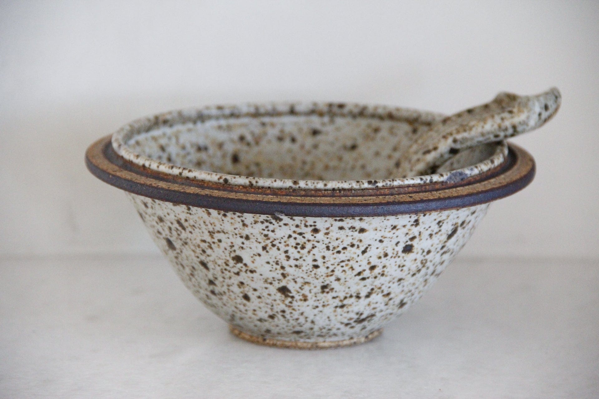 Midcentury Studio Art Pottery Bowl and Ladle | Serveware - Debra Hall Lifestyle