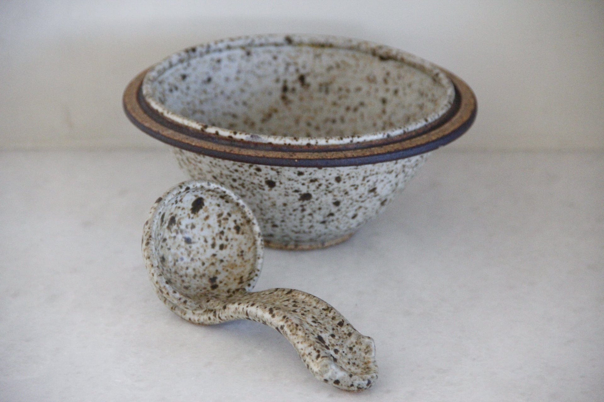 Midcentury Studio Art Pottery Bowl and Ladle | Serveware - Debra Hall Lifestyle