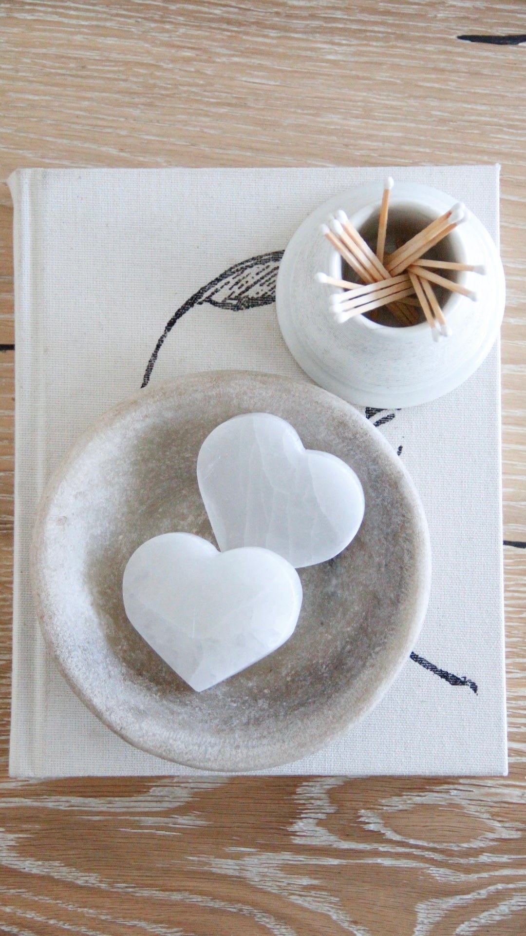 Organic White Selenite Crystal Heart - Debra Hall Lifestyle