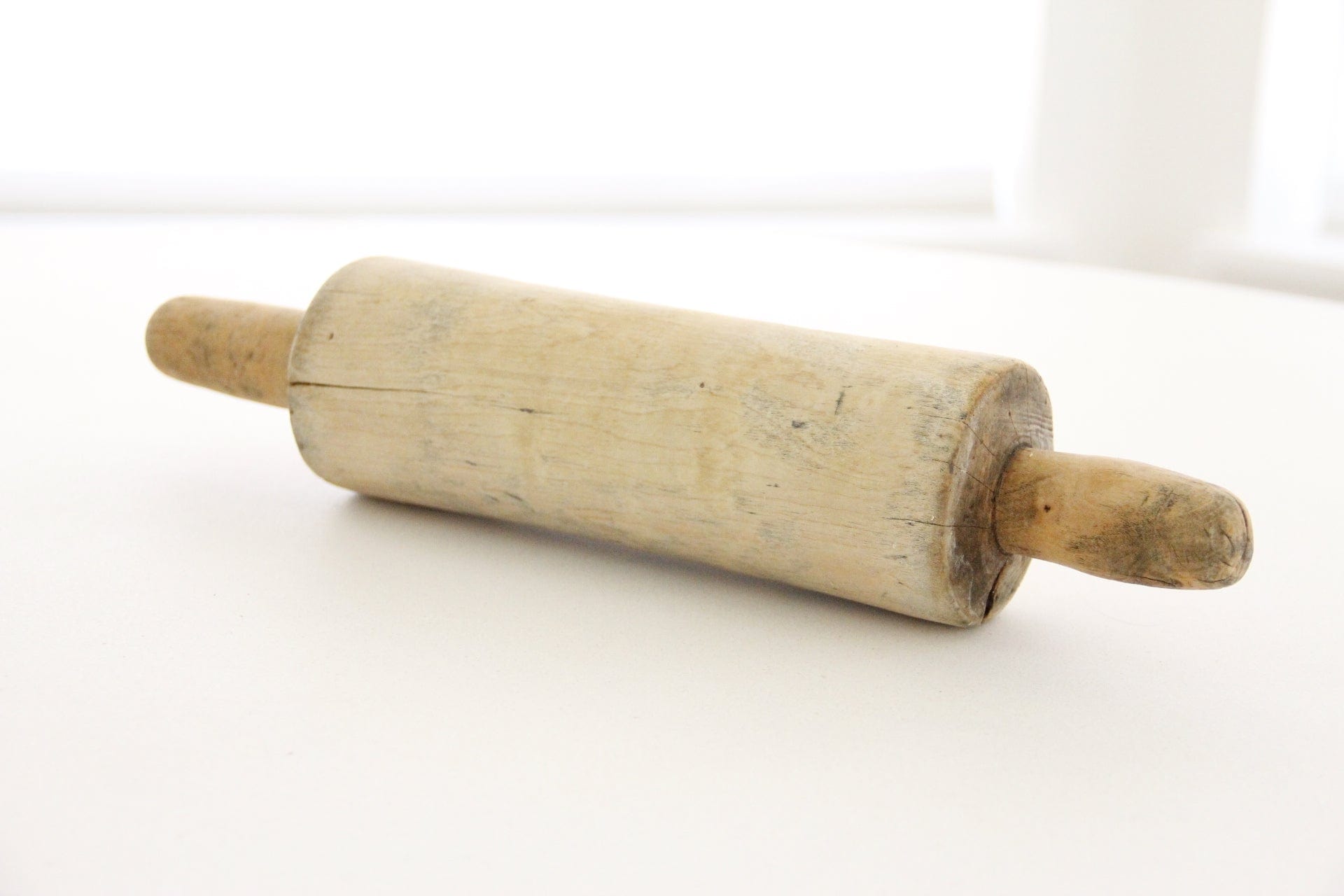 Primitive Wooden Rolling Pin | Carved Single Piece of Wood - Debra Hall Lifestyle