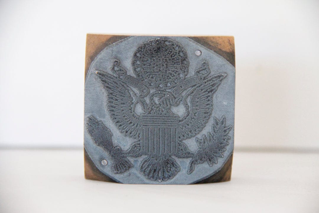 Printing Press Wood Block Stamp | United States Seal - Debra Hall Lifestyle