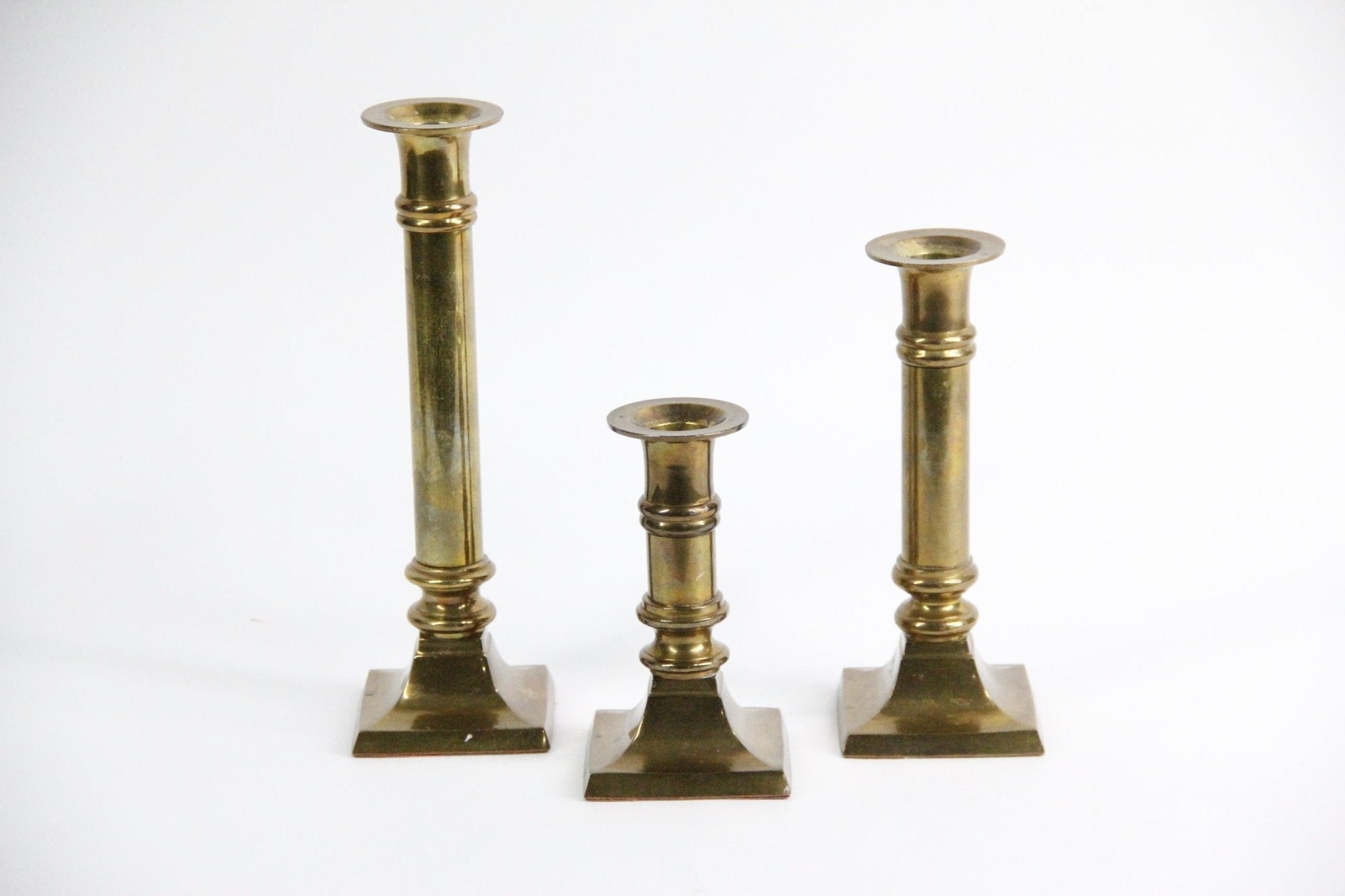Vintage Brass Candle Holders | Trio - Debra Hall Lifestyle