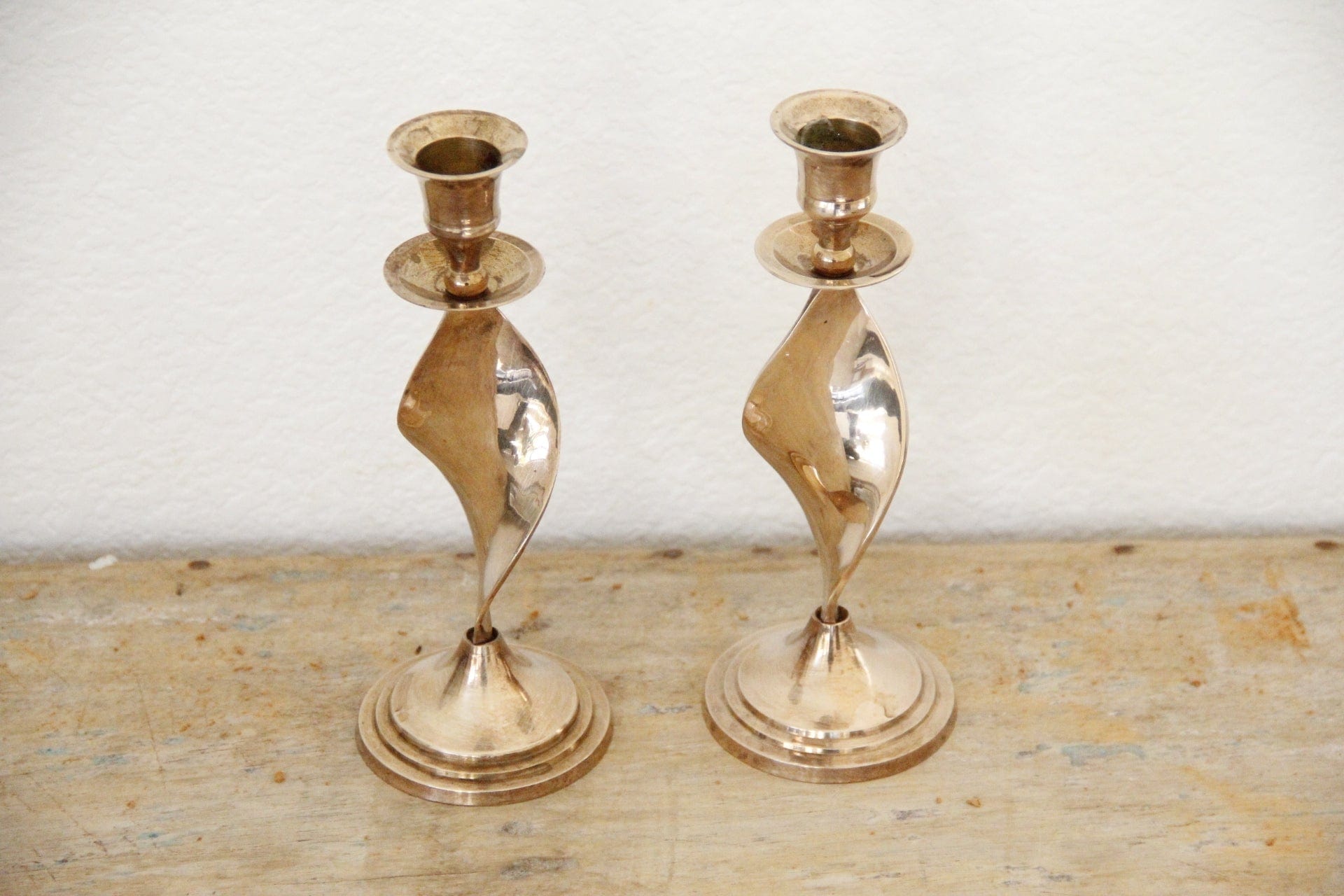 Vintage Brass Candle Holders | Twisted - Debra Hall Lifestyle