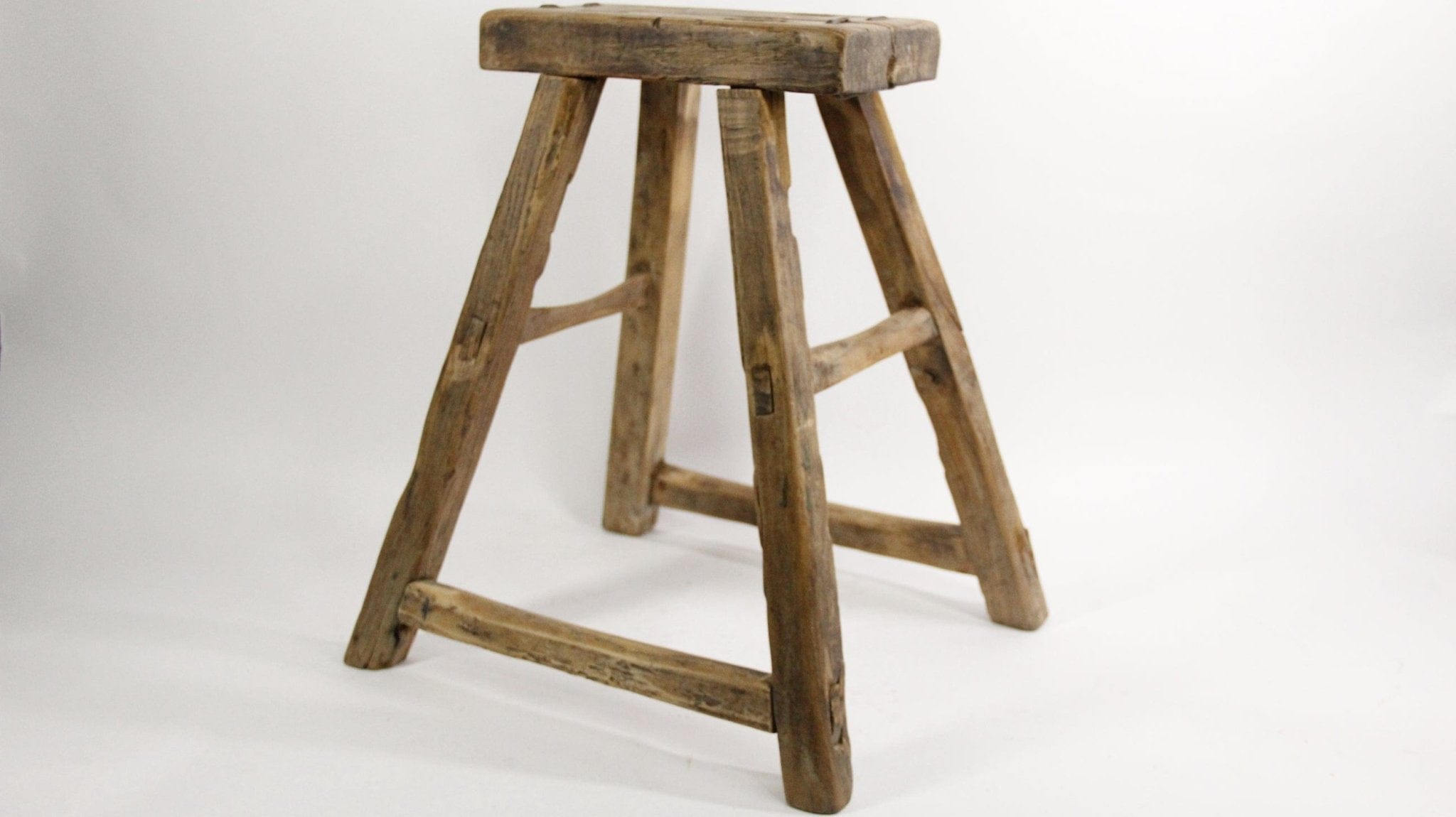 Vintage Elm Wood Stool | Bench | Side Table H - Debra Hall Lifestyle
