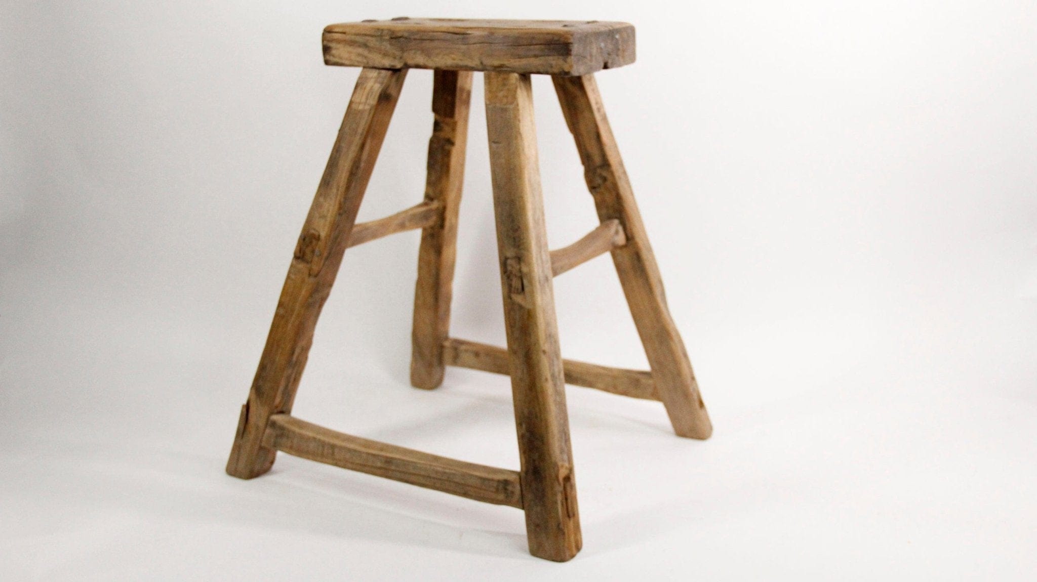 Vintage Elm Wood Stool | Bench | Side Table H - Debra Hall Lifestyle