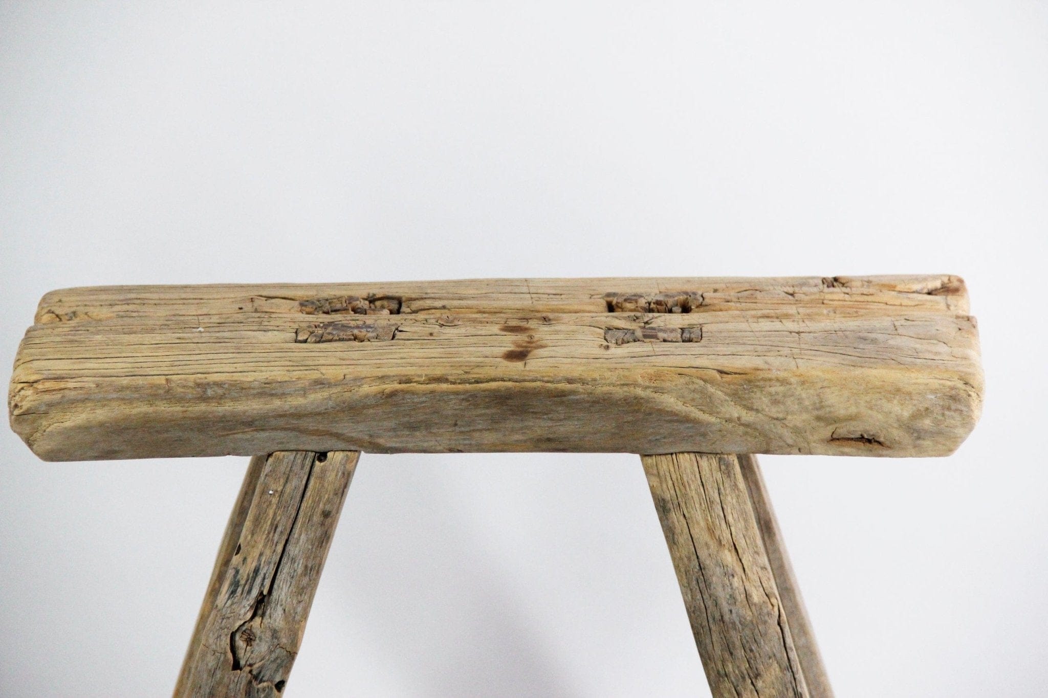 Vintage Elm Wood Stool | Bench | Side Table J - Debra Hall Lifestyle