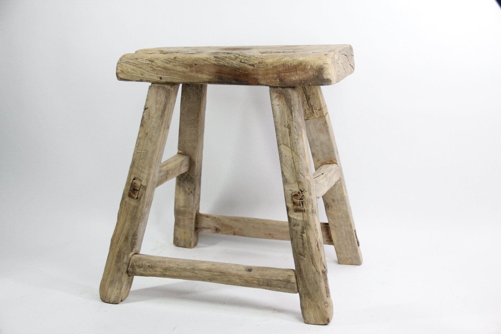Vintage Elm Wood Stool | Bench | Side Table K - Debra Hall Lifestyle