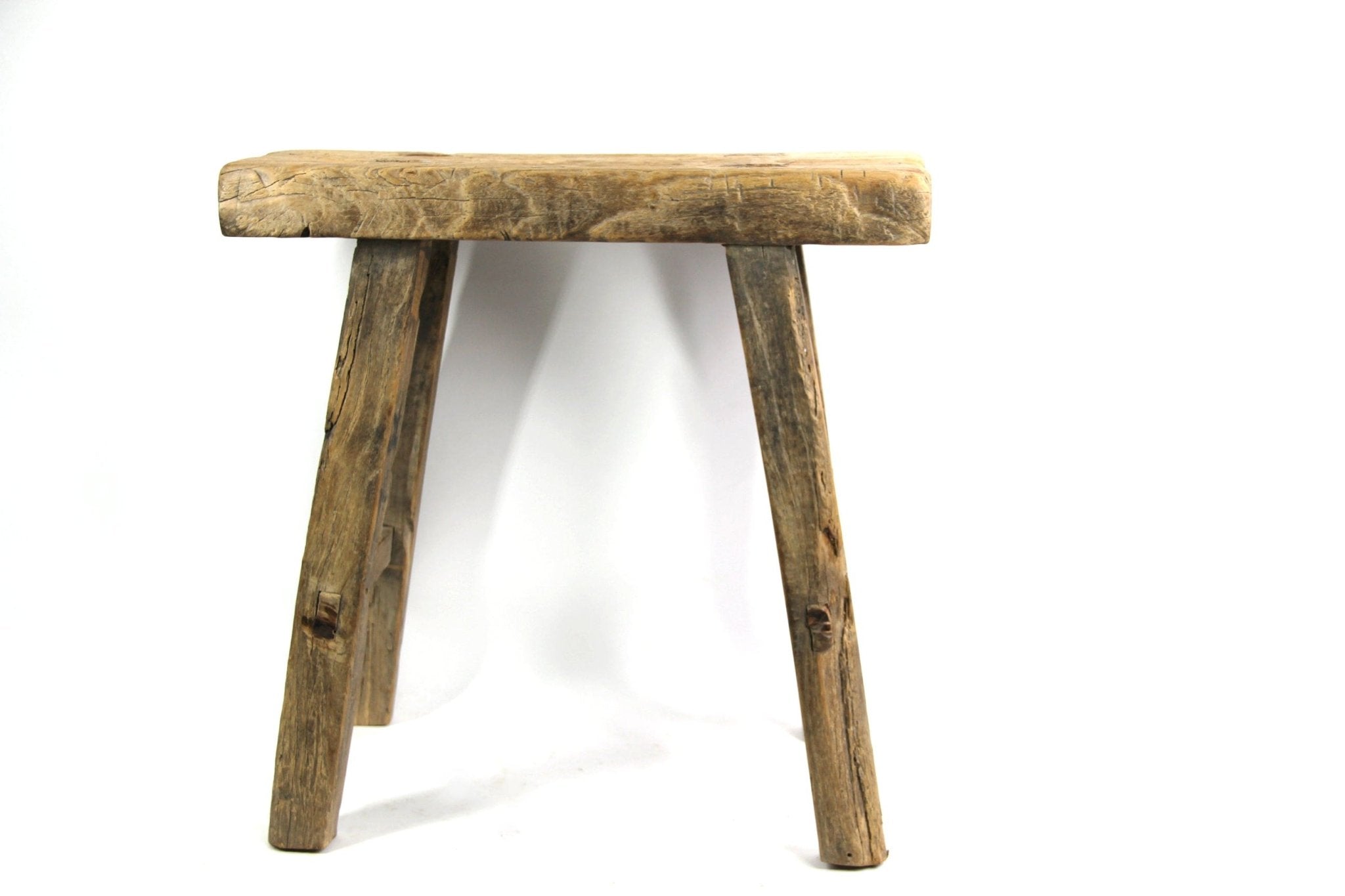 Vintage Elm Wood Stool | Bench | Side Table P - Debra Hall Lifestyle