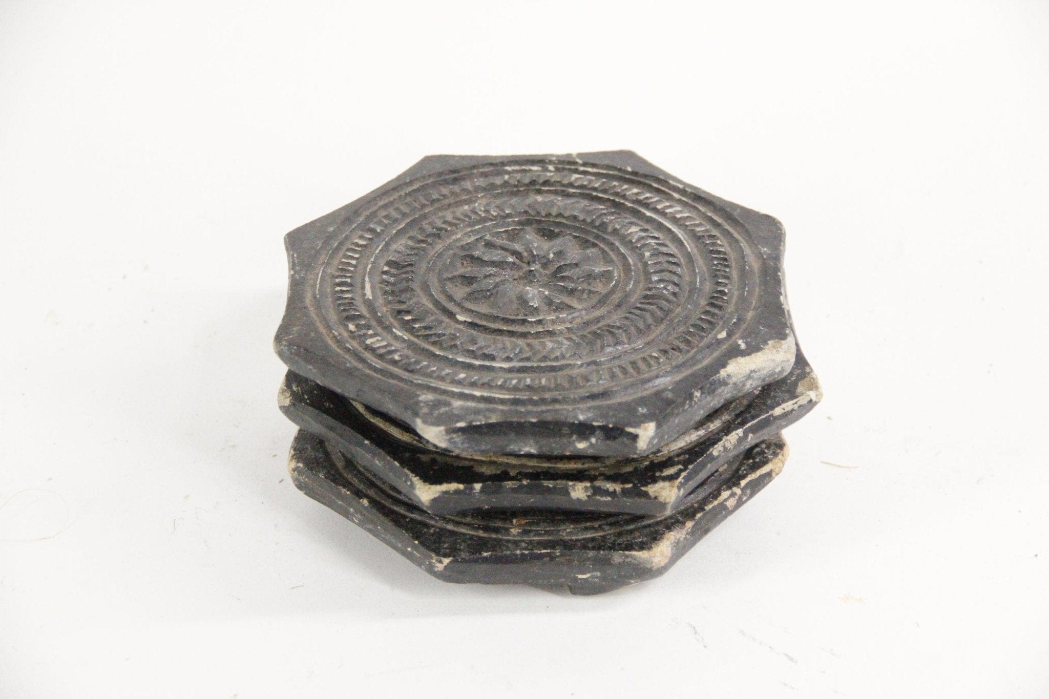 Vintage Footed Octagonal Soapstone Biscuit Mold | Carved Stone Plate - Debra Hall Lifestyle