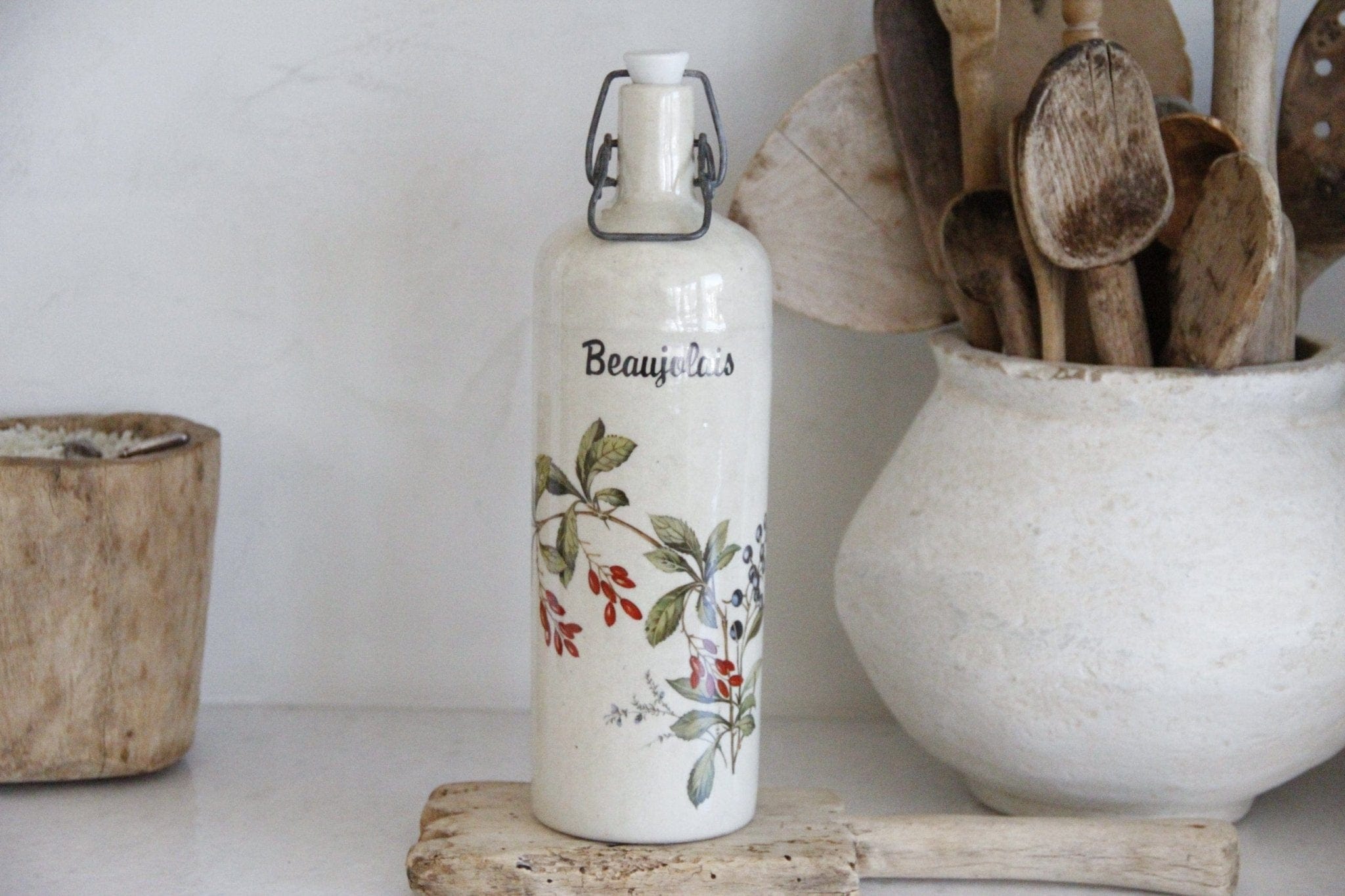 Vintage French Stoneware Bottle | Beaujolais - Debra Hall Lifestyle