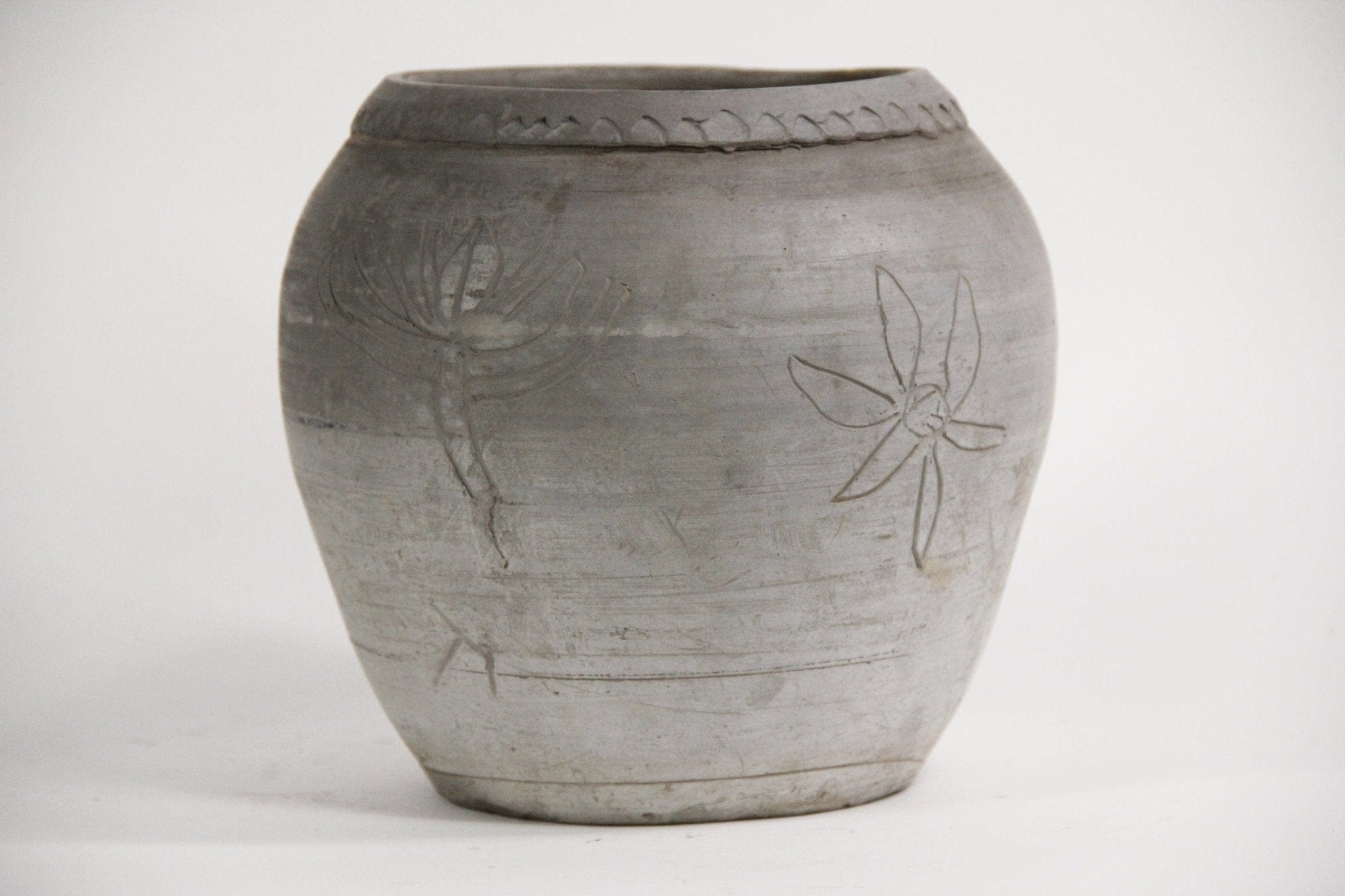 Vintage Gray Clay Water Pot | Vessel - Debra Hall Lifestyle