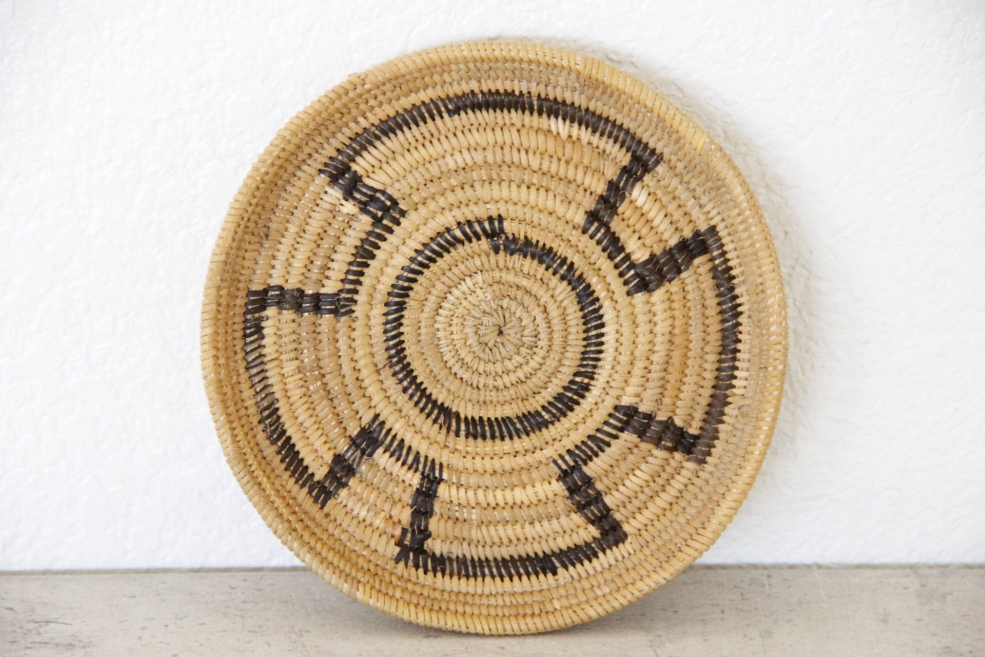 Vintage Hand Woven Grass Basket | Shallow Bowl - Debra Hall Lifestyle