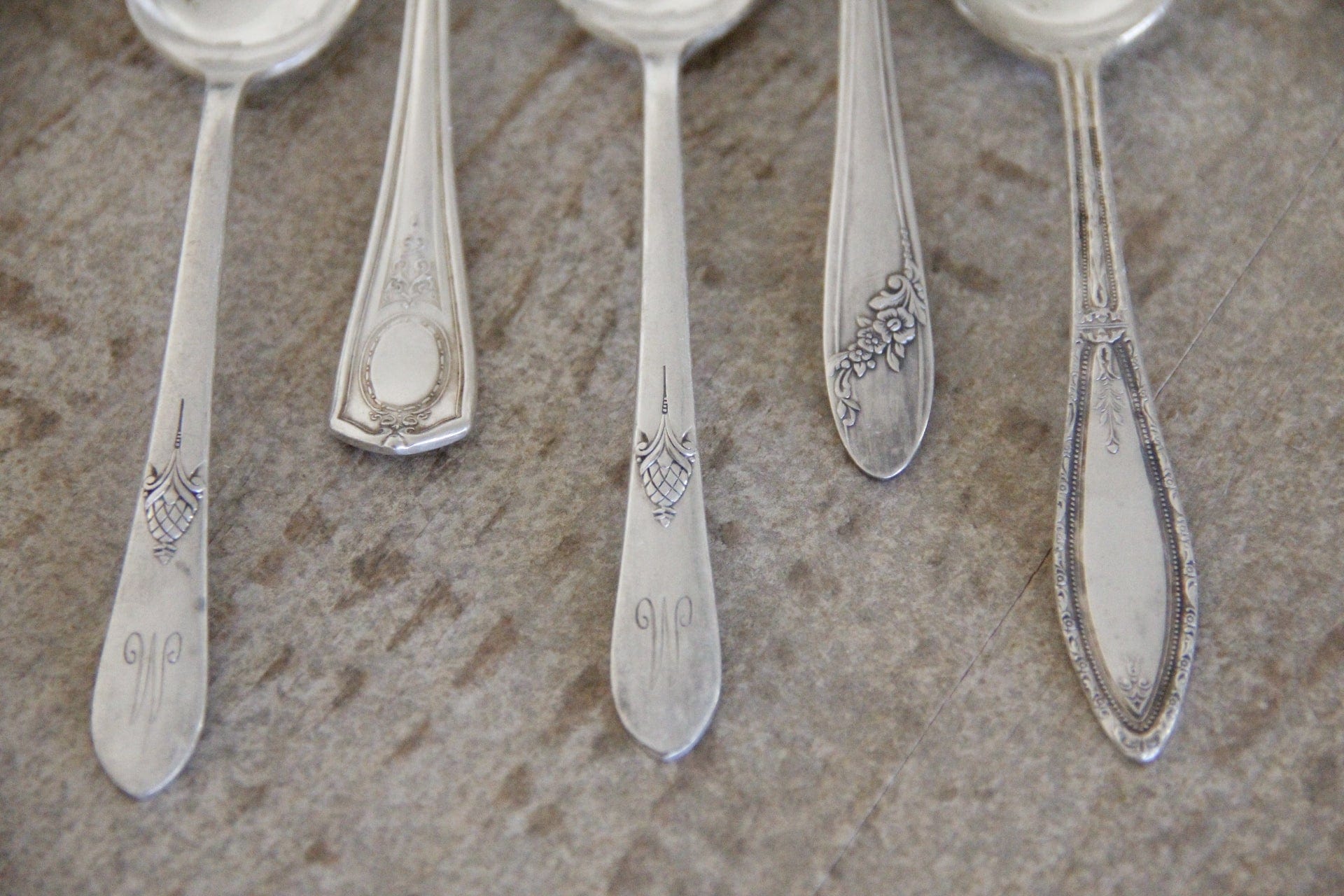 Vintage Silver Teaspoons Set | Flatware 5 Pcs. - Debra Hall Lifestyle